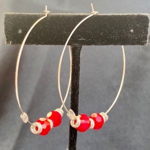 Bohemian silver plated hoops earrings